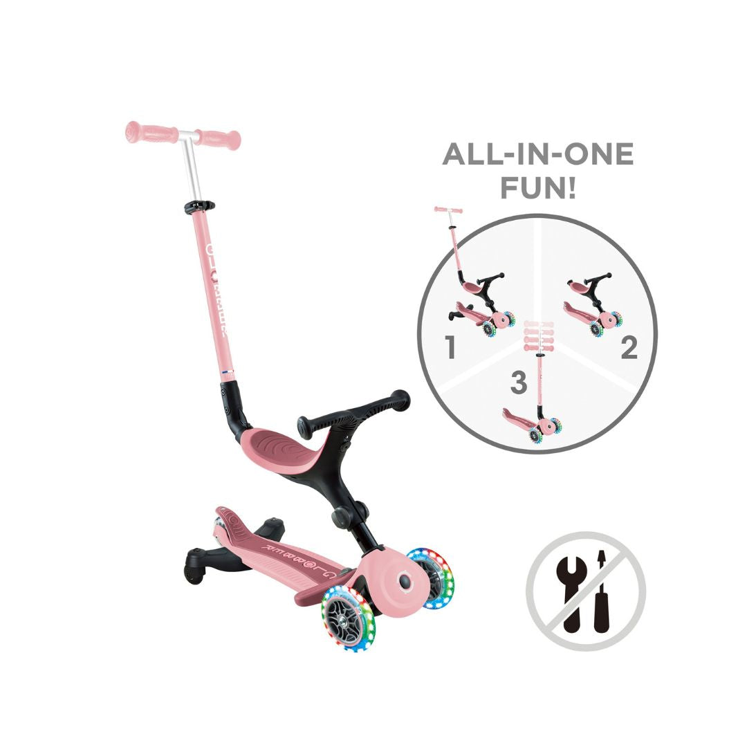 Globber Go Up Active Lights 360 Pastel Deep Pink