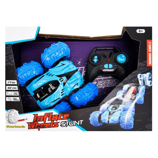 Inflate Wheels Stunt Remote Control Car Blue