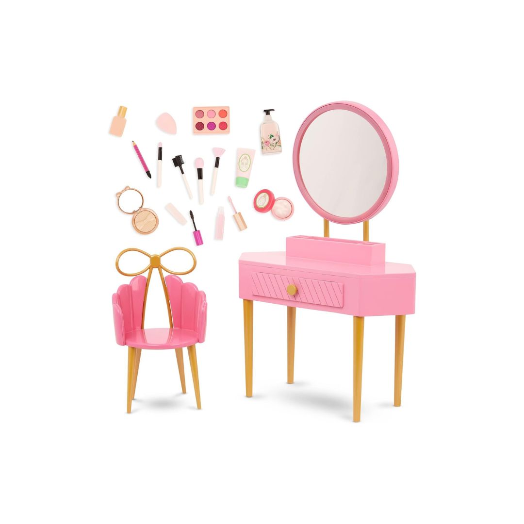 Pink Vanity Table and Chair Set