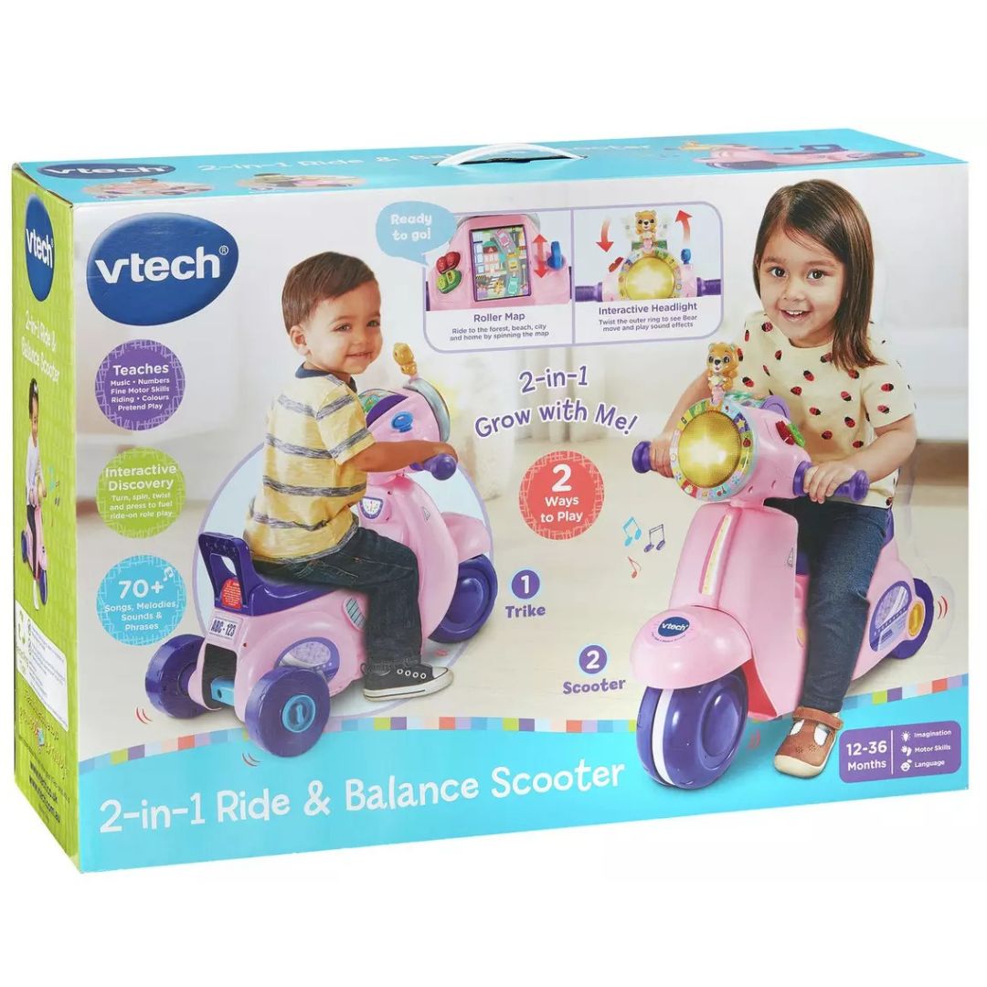 VTech 2in1 Ride & Balance Scooter Pink