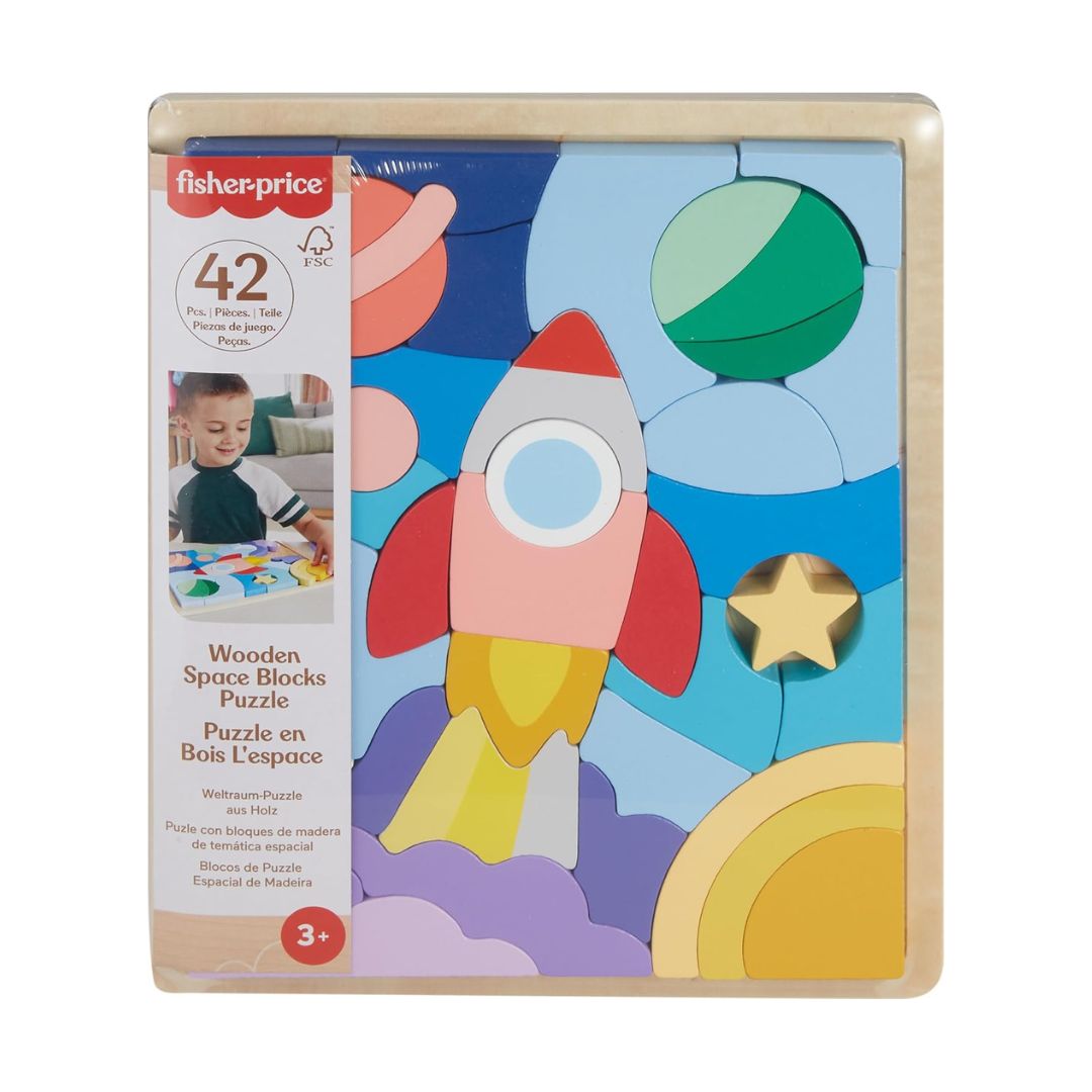Wood Preschool Toy Space Blocks Jigsaw Puzzle