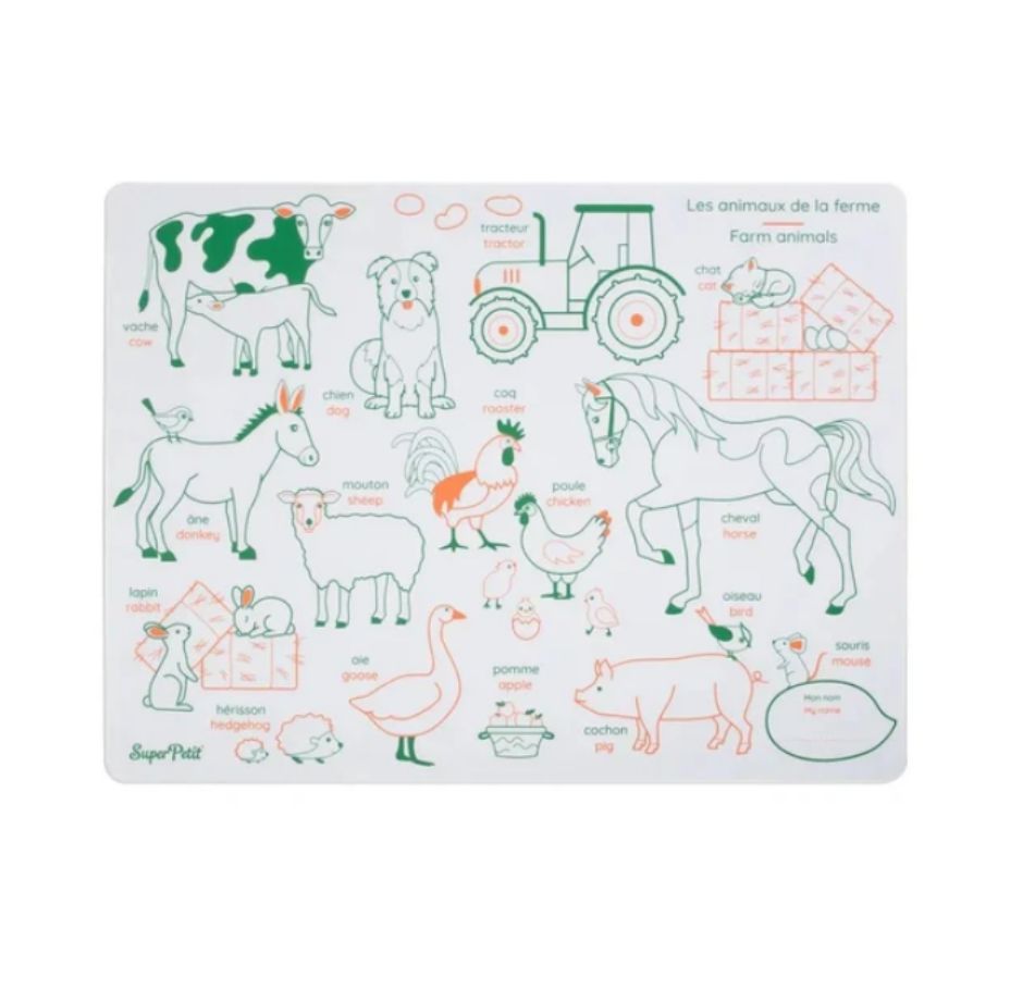 Coloring Mat (5 Erasable Markers - Farm)