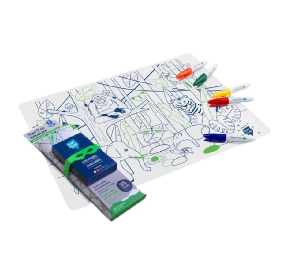 Coloring Mat (5 Erasable Markers - Jungle)