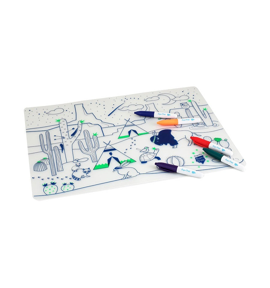 Coloring Mat (5 Erasable Markers - Cactus)