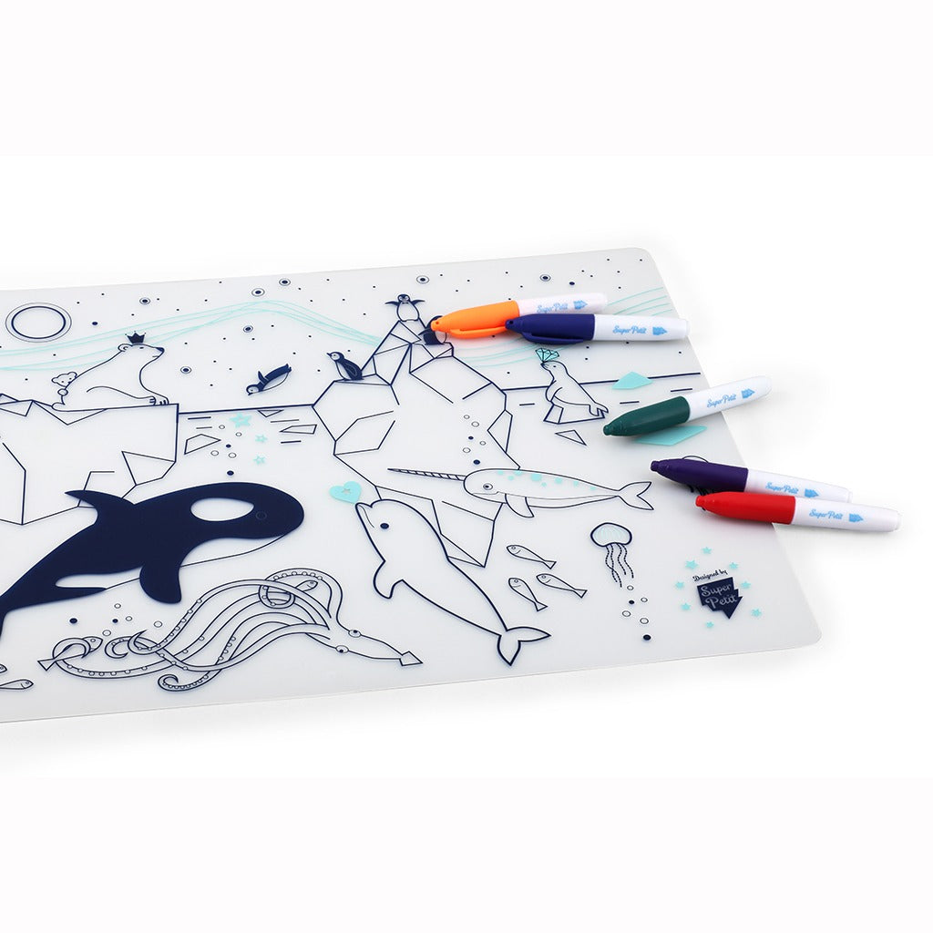 Coloring Mat (5 Erasable Markers - Ice)