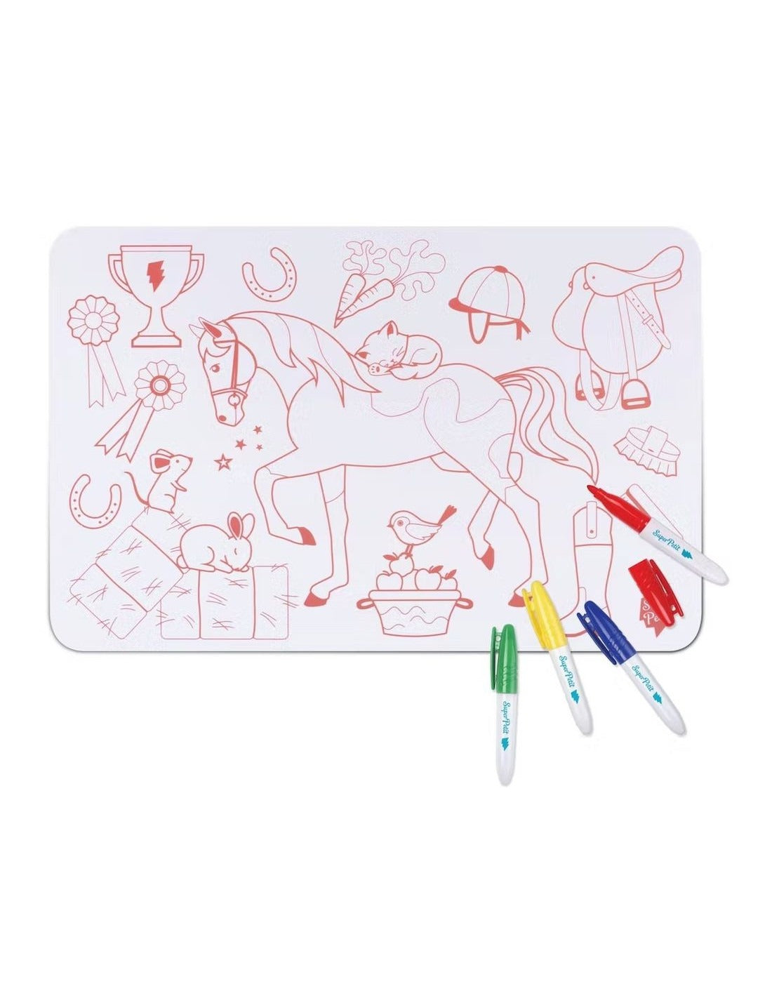 Coloring Mat (5 Erasable Markers - Poney Club)