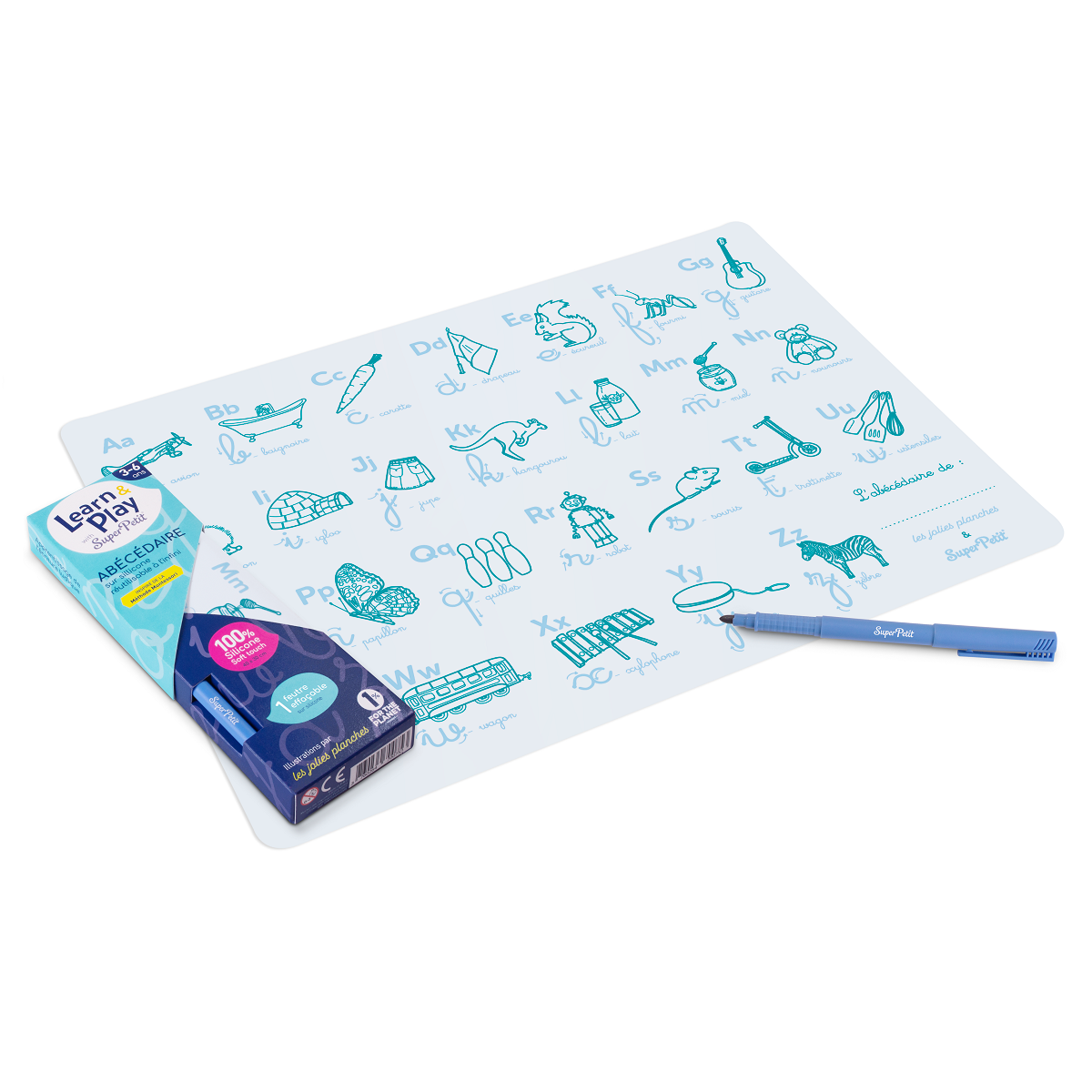 Coloring Mat (5 Erasable Markers - ABC)