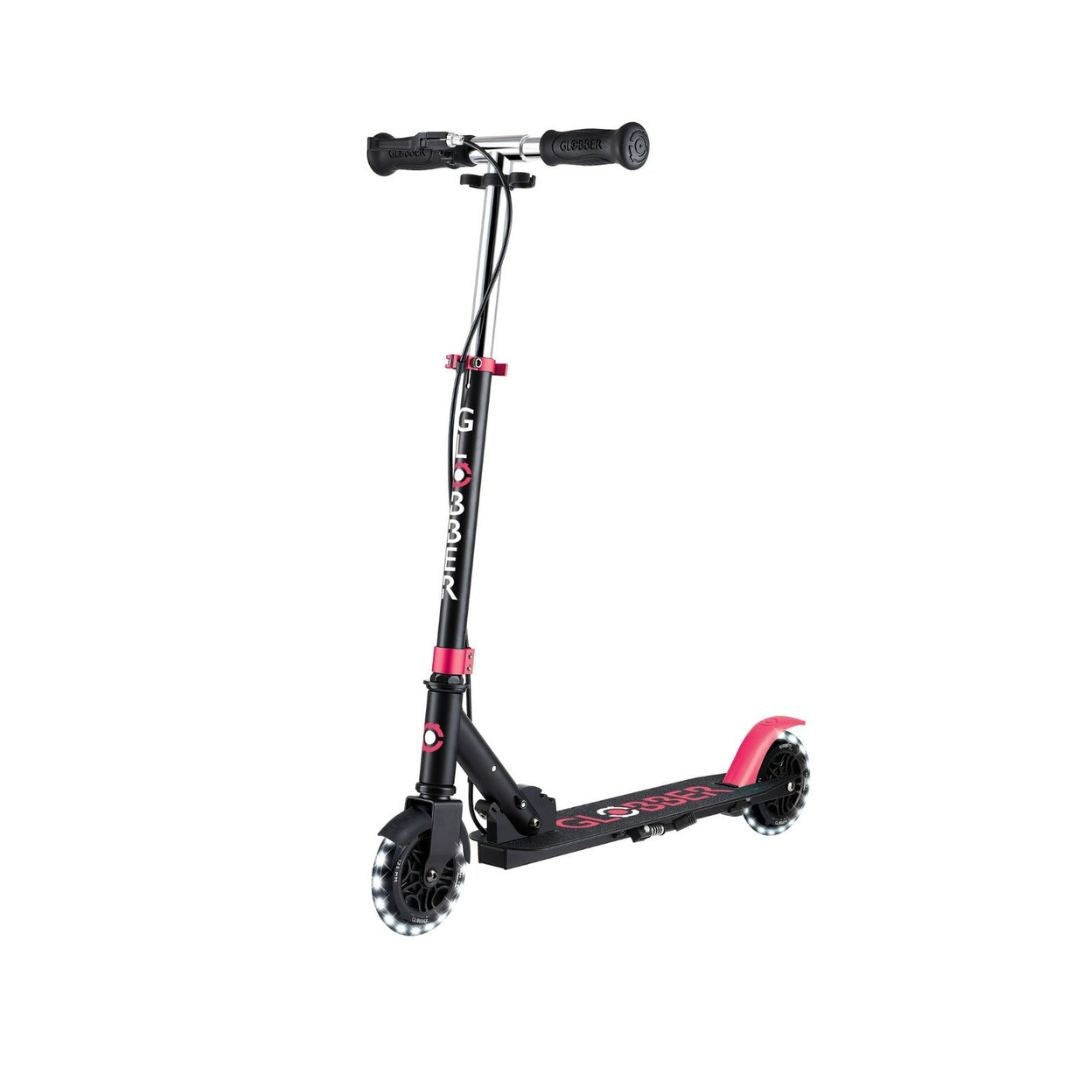 Globber Flow Element Junior Lights Black Pink Foldable Scooter