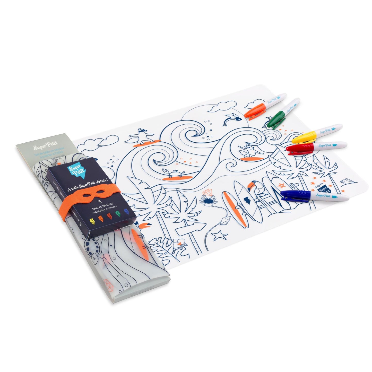 Coloring Mat (5 Erasable Markers - Surf)