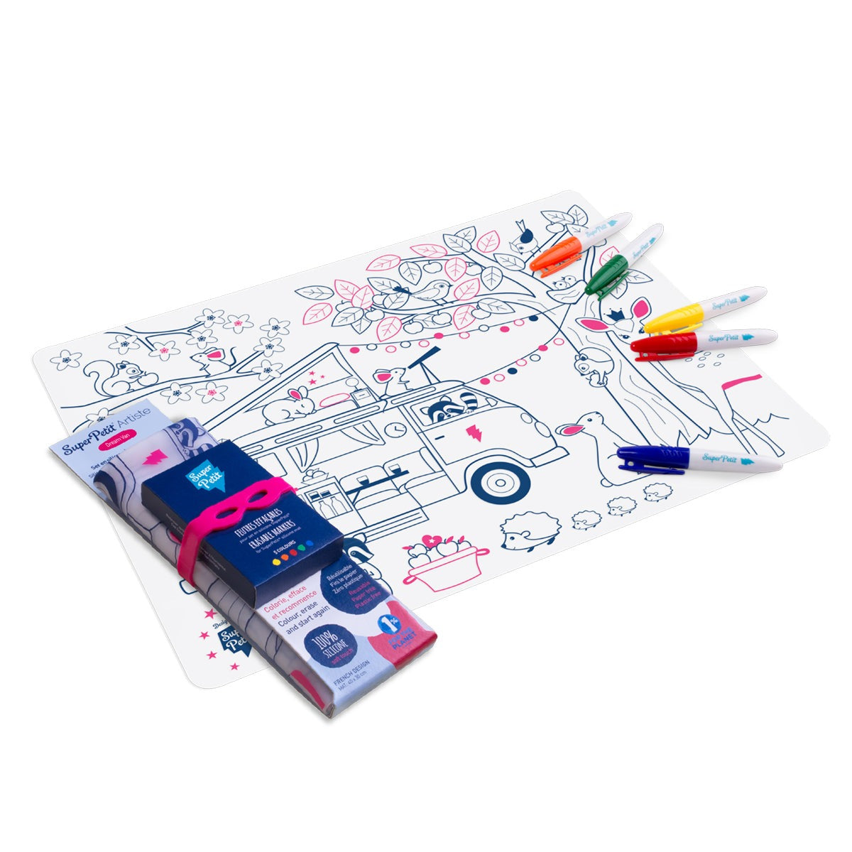 Coloring Mat (5 Erasable Markers - Van)