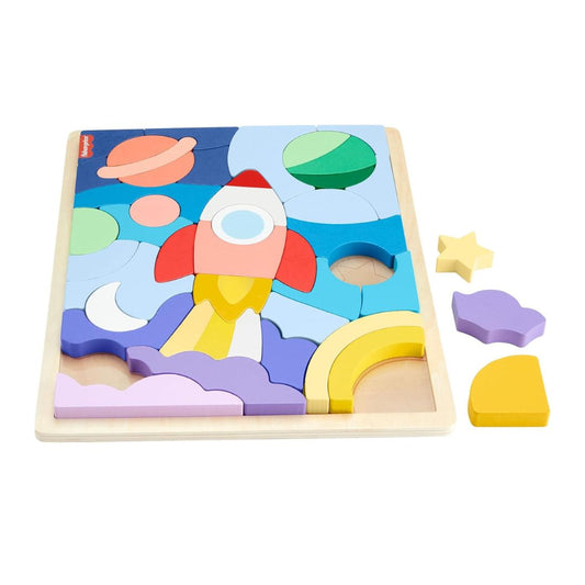 Wood Preschool Toy Space Blocks Jigsaw Puzzle