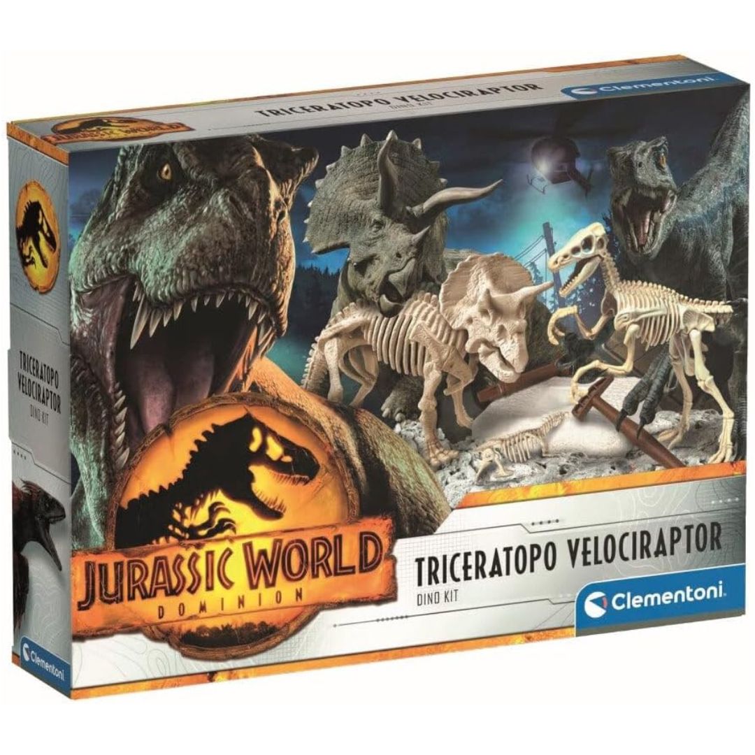 Clementoni Jurassic World 3 Triceratops & Velociraptor Excavation Kit