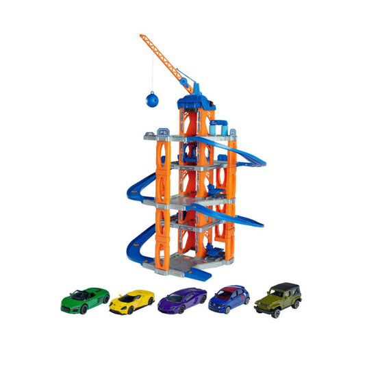 Majorette Garage with Lift and 5 Cars