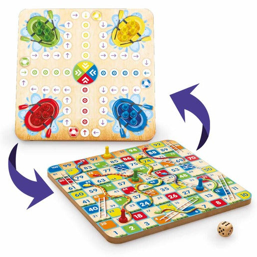 Addo Games Wooden Snakes 'n' Ladders and Ludo