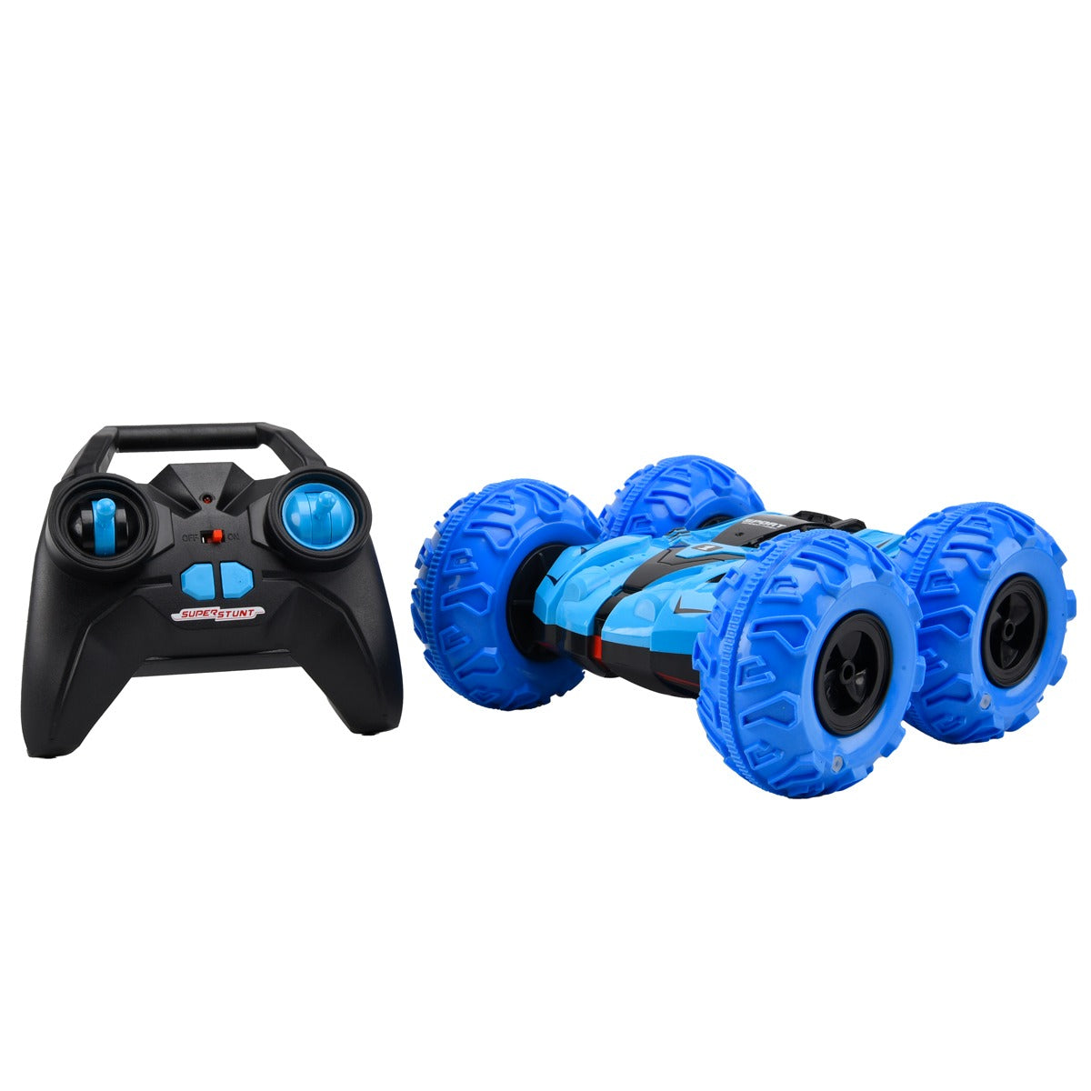 Inflate Wheels Stunt Remote Control Car Blue
