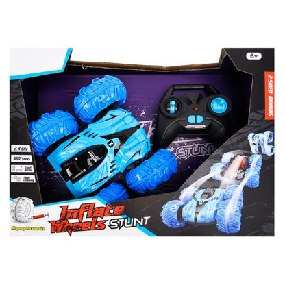 Inflate Wheels Stunt Remote Control Car Blue