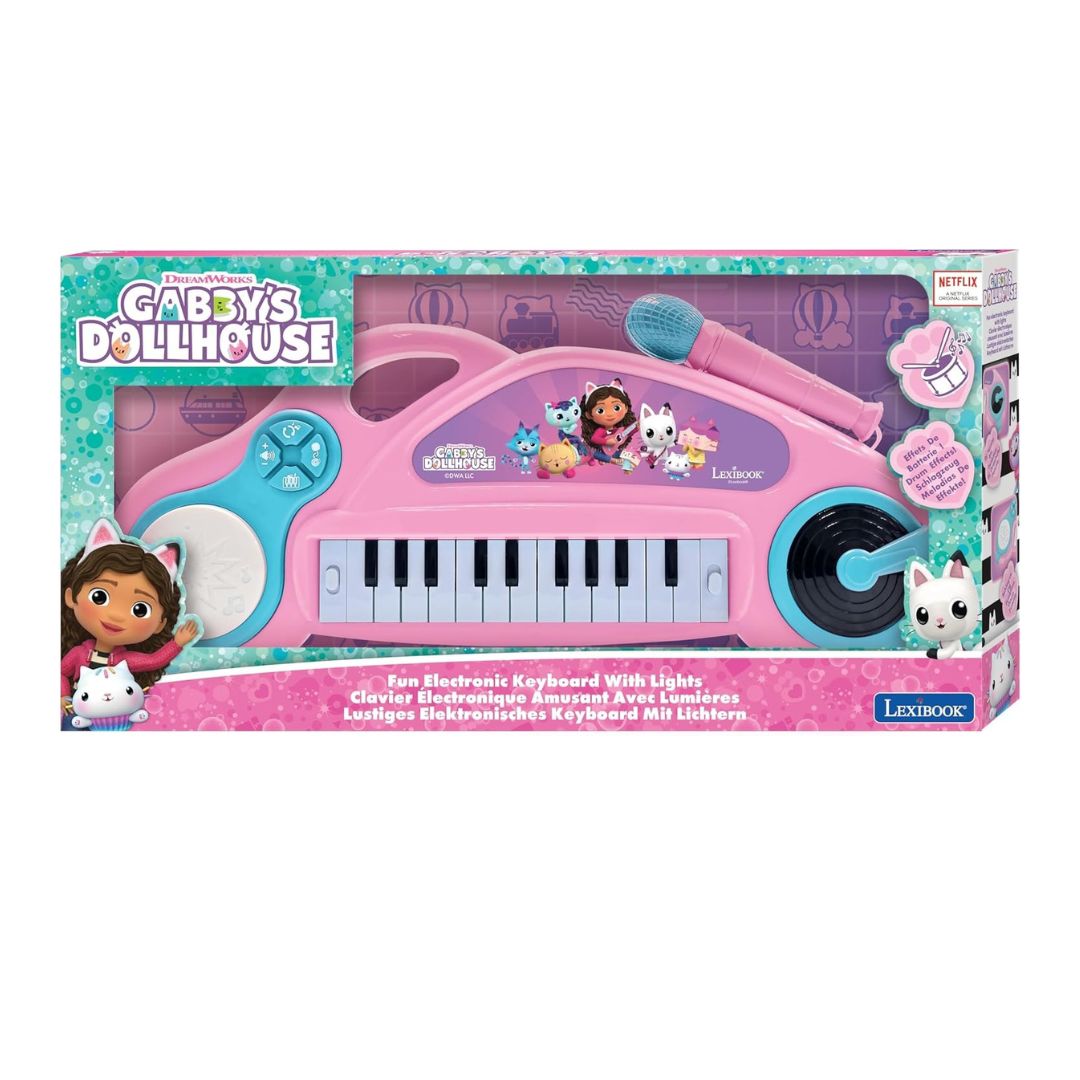 Gabby's  Doll House Electronic Piano for Kids with Light Effects and Microphone