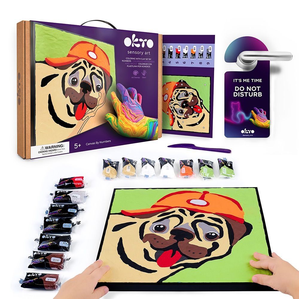 3D Painting Pug Dog Modeling Clay Se