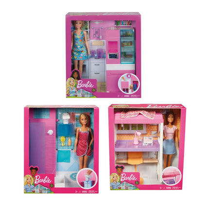 Barbie Matching Dolls and Furniture Set Assorted