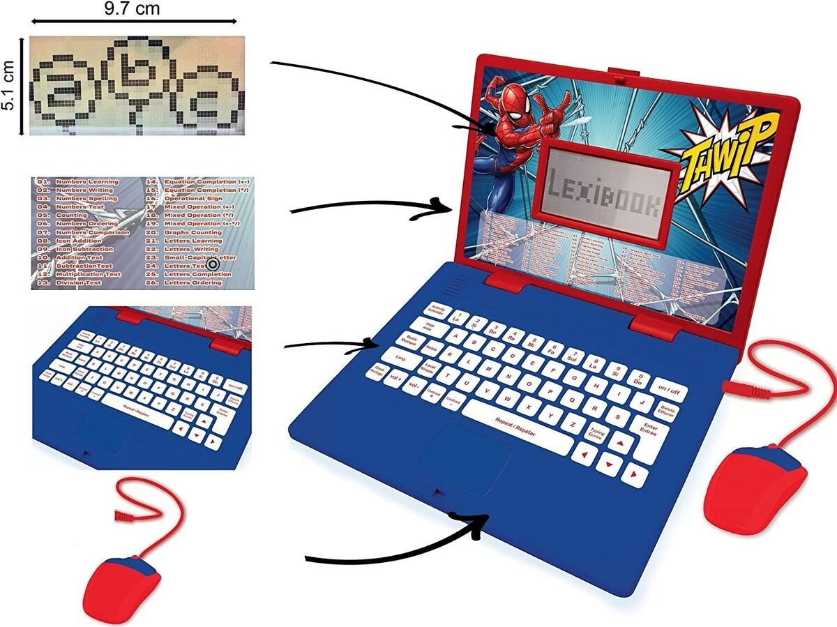 Bilingual Spiderman educational laptop