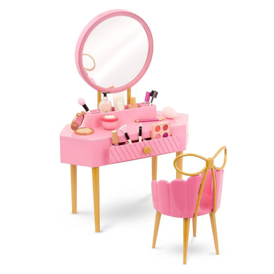Pink Vanity Table and Chair Set