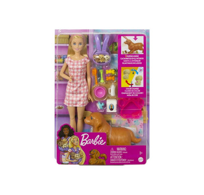 Barbie Doll And Newborn Pups Playset