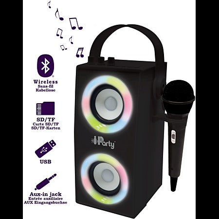 Portable Bluetooth speaker with microphone and light effects