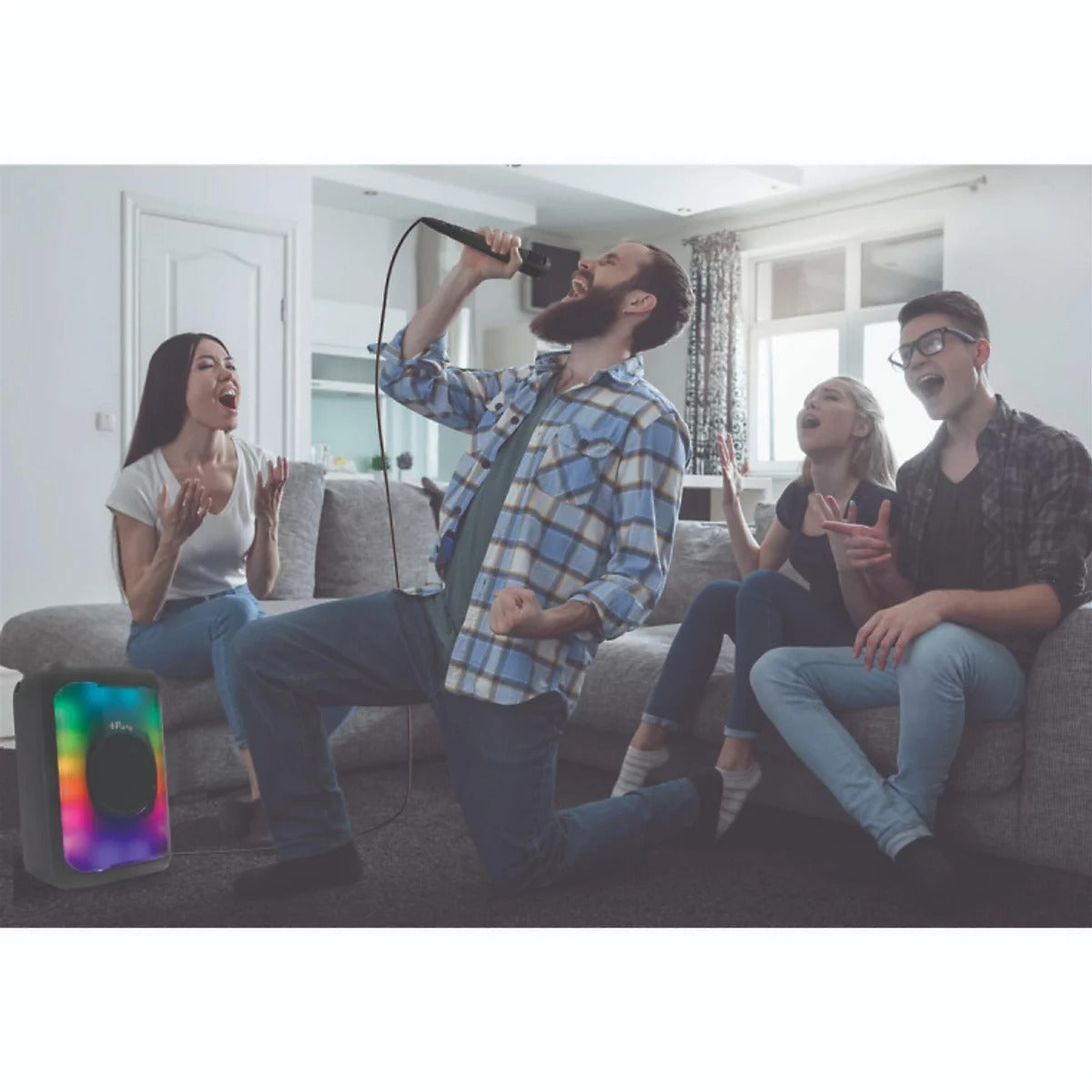 Flame Bluetooth Speaker with Mic and Party Lights USB AUX