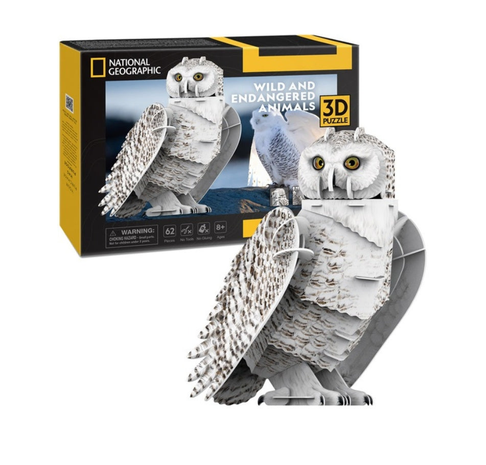 Cubic Fun National Geographic 3D Puzzle Snowy Owl (62 Pieces)