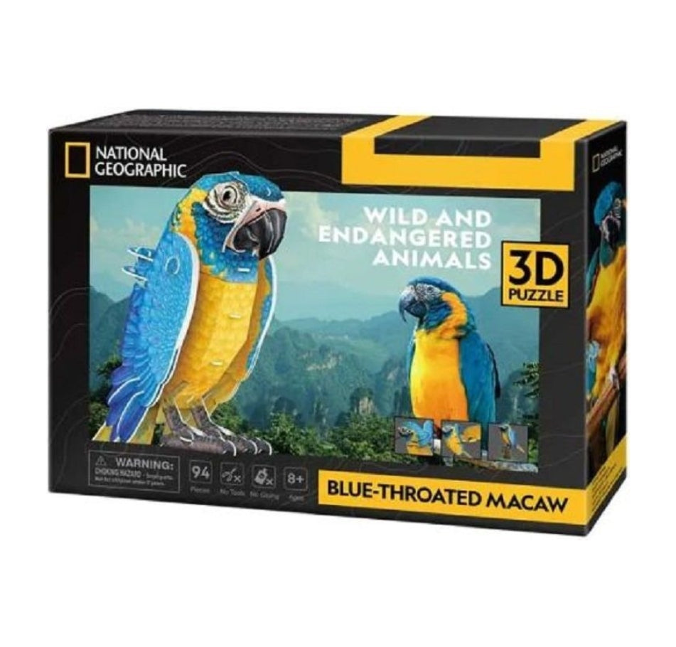 Cubic Fun National Geographic 3D Puzzle Blue Throated Macaw (94 Pieces)