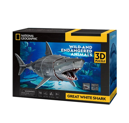 Cubic Fun National Geographic 3D Puzzle Great White Shark (78 Pieces)