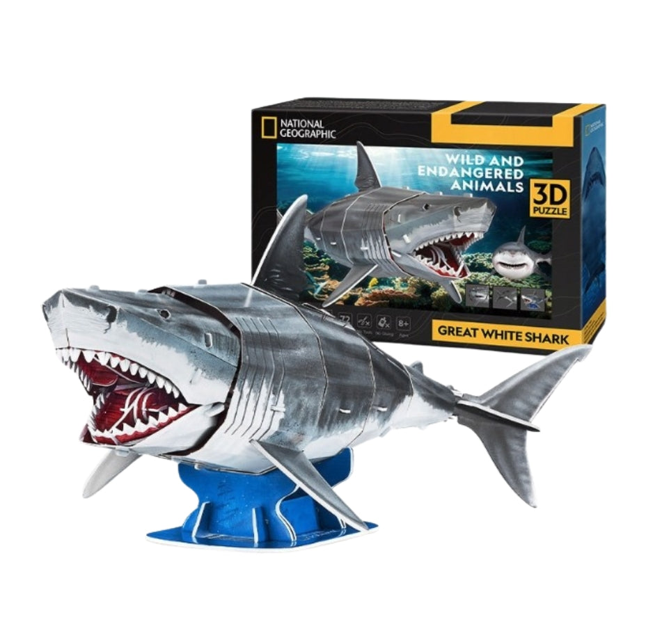 Cubic Fun National Geographic 3D Puzzle Great White Shark (78 Pieces)