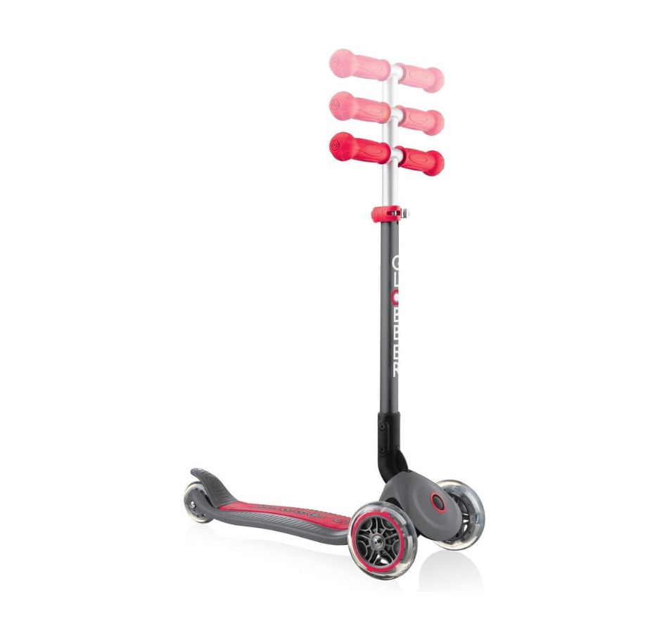 Globber Primo Foldable 3 Wheel Scooter Fantasy Lights (Grey & Red)