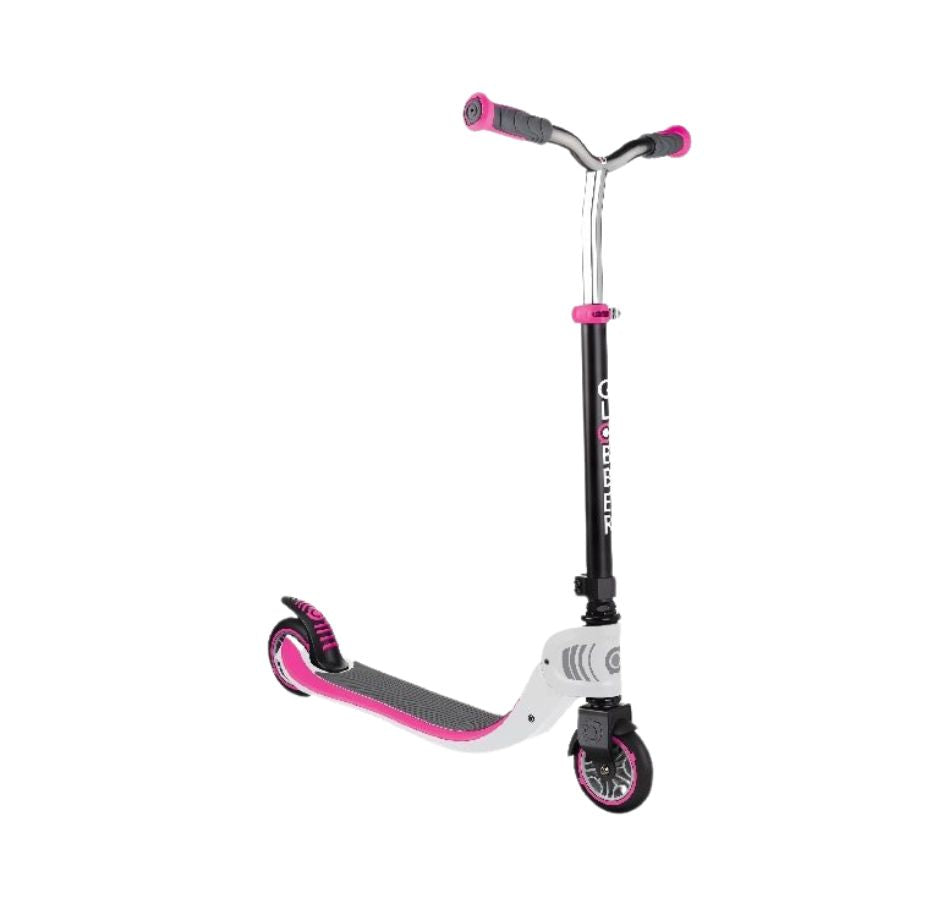 Globber Flow Foldable 125 Kick Scooter (White & Pink)