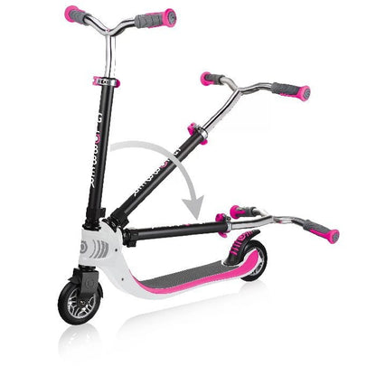 Globber Flow Foldable 125 Kick Scooter (White & Pink)