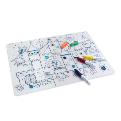 Coloring Mat  (5 Erasable Markers - Castle)