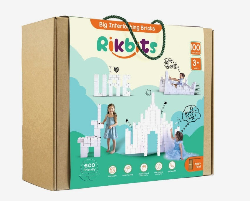 Rikbits White Color Building Blocks (100 Pieces)