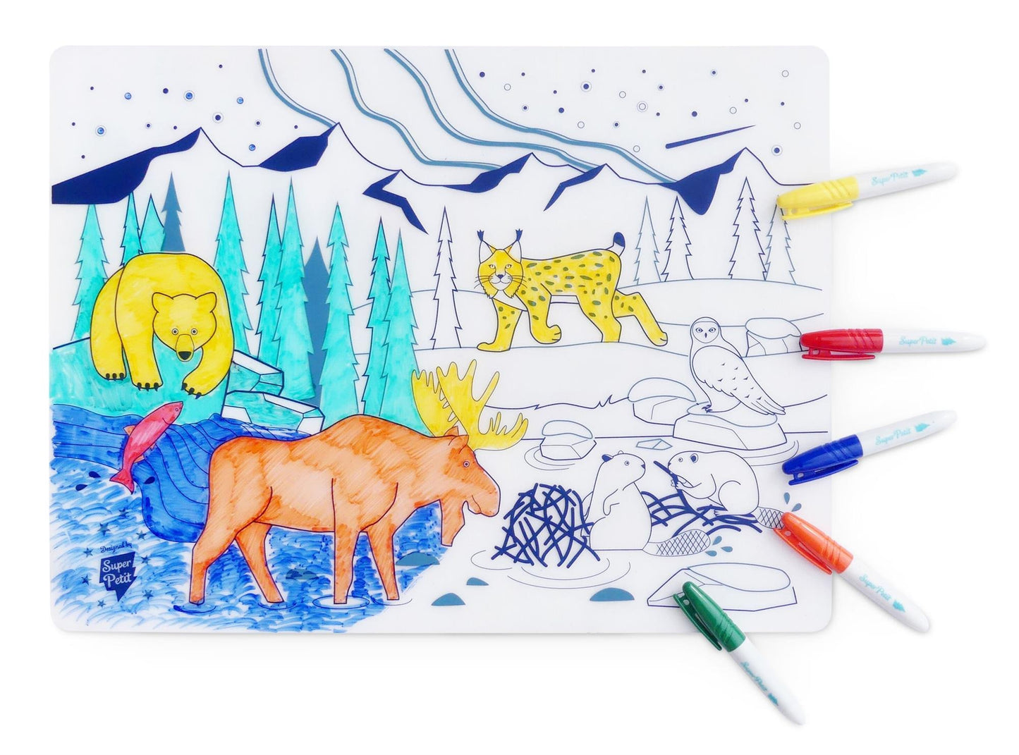 Coloring Mat  (5 Erasable Markers - Boreal)