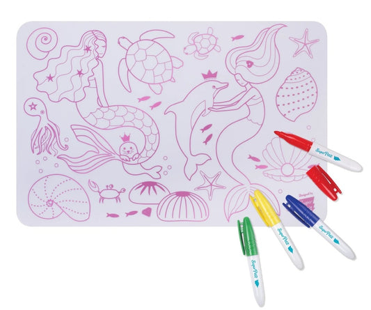 Coloring Mat  (5 Erasable Markers - Mermaid)