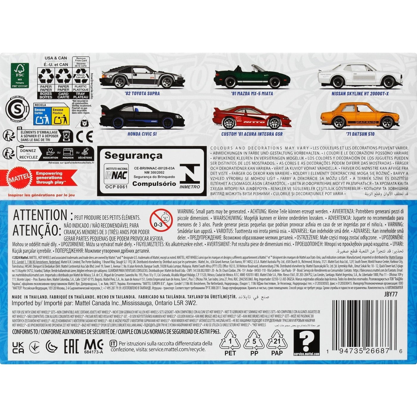 DieCast Toy Cars, Set Of 6 Japanese Vehicles