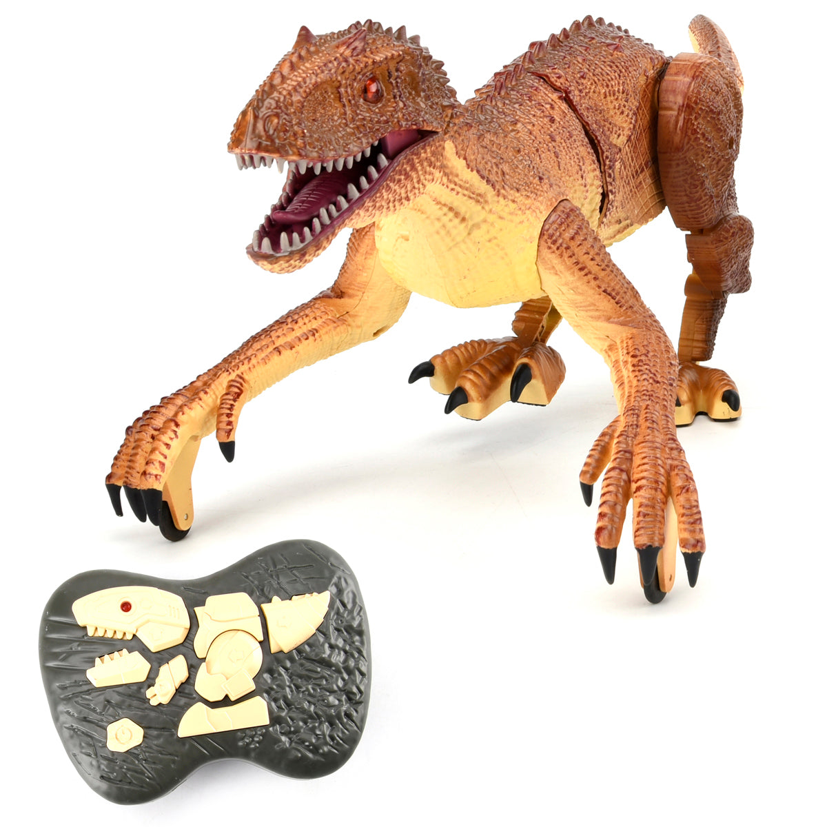 RC Roaring Raptor Brown Remote Control Dinosaur