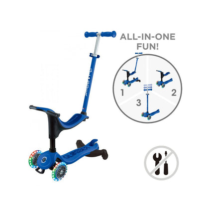 Globber Go Up Sporty Lights 360° Navy Blue Scooter